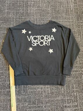 Victoria Sport Black Sweatshirt With Silver Glitter Stars Print Size XS